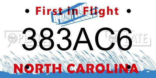 383AC6 North Carolina License Plate