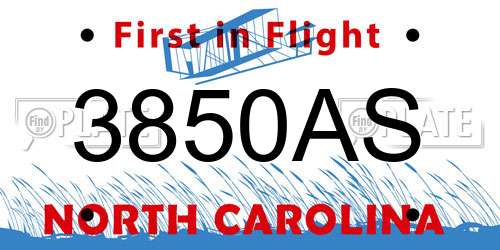 3850AS North Carolina License Plate