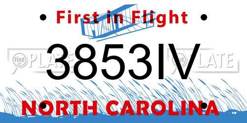 3853IV North Carolina License Plate