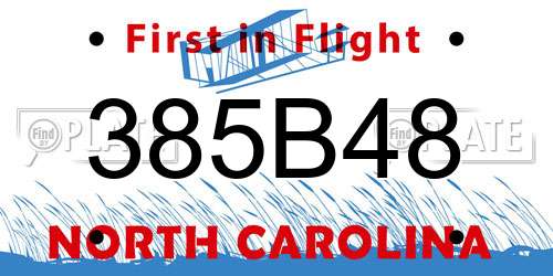 385B48 North Carolina License Plate