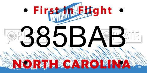 385BAB North Carolina License Plate