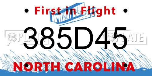 385D45 North Carolina License Plate