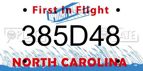 385D48 North Carolina License Plate