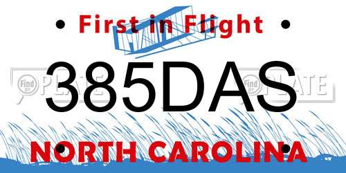 385DAS North Carolina License Plate