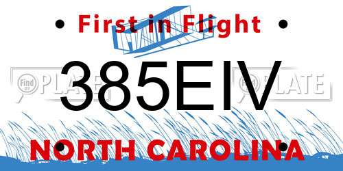 385EIV North Carolina License Plate