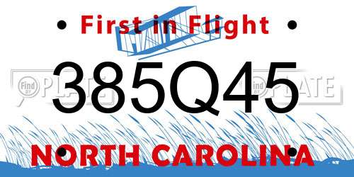 385Q45 North Carolina License Plate