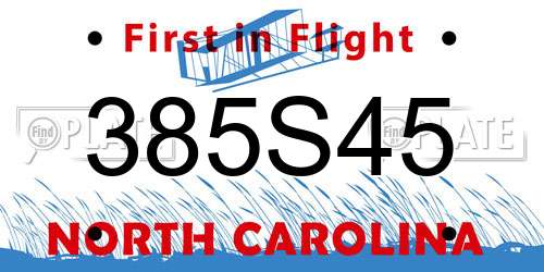 385S45 North Carolina License Plate