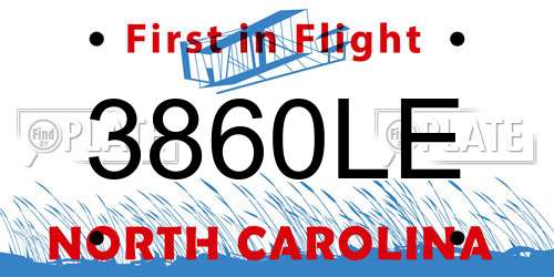 3860LE North Carolina License Plate