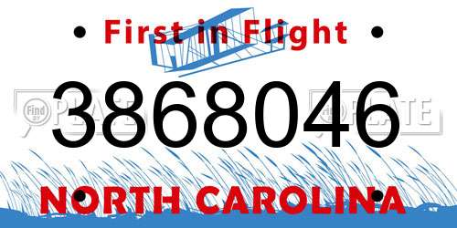 3868046 North Carolina License Plate