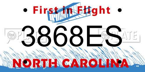 3868ES North Carolina License Plate