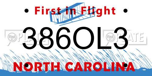 386OL3 North Carolina License Plate
