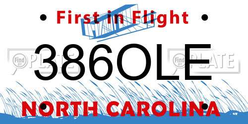 386OLE North Carolina License Plate