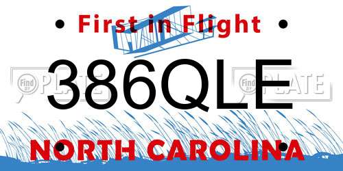 386QLE North Carolina License Plate