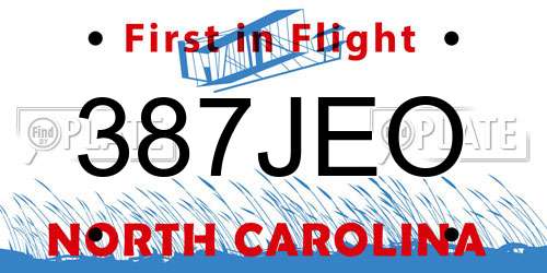 387JEO North Carolina License Plate
