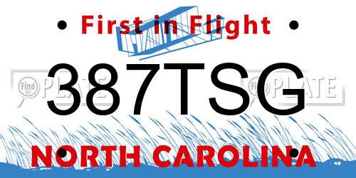 387TSG North Carolina License Plate