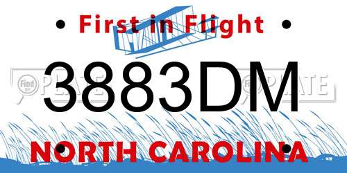 3883DM North Carolina License Plate