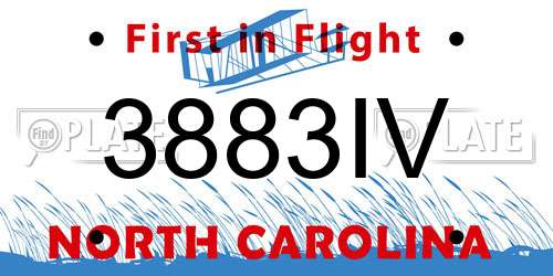 3883IV North Carolina License Plate