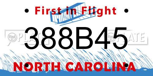 388B45 North Carolina License Plate