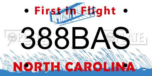 388BAS North Carolina License Plate