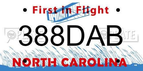 388DAB North Carolina License Plate