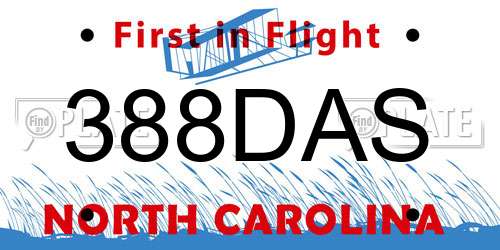388DAS North Carolina License Plate