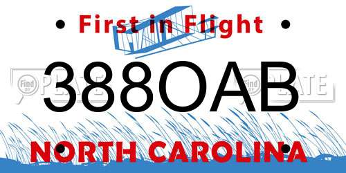 388OAB North Carolina License Plate
