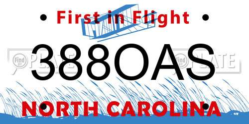 388OAS North Carolina License Plate