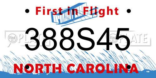 388S45 North Carolina License Plate