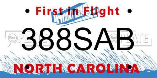 388SAB North Carolina License Plate
