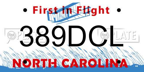 389DCL North Carolina License Plate