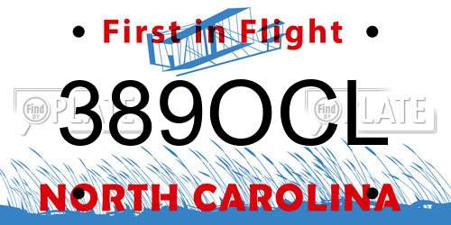 389OCL North Carolina License Plate