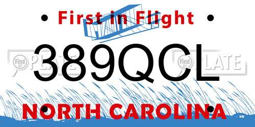 389QCL North Carolina License Plate