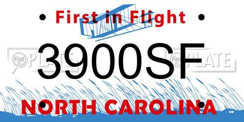 3900SF North Carolina License Plate