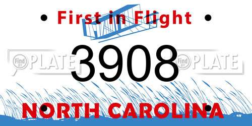 3908 North Carolina License Plate