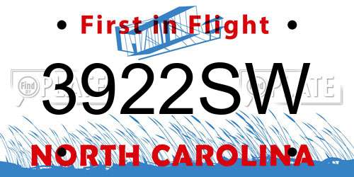 3922SW North Carolina License Plate