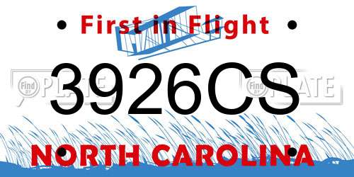 3926CS North Carolina License Plate