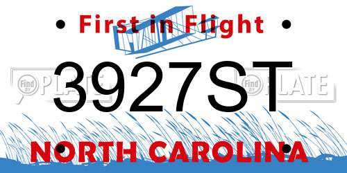 3927ST North Carolina License Plate
