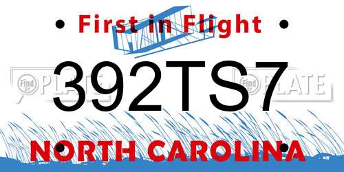 392TS7 North Carolina License Plate