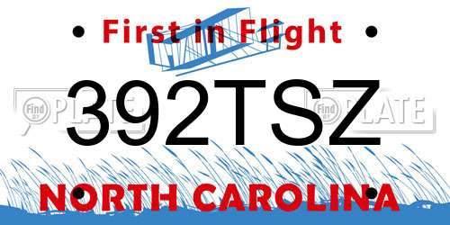 392TSZ North Carolina License Plate