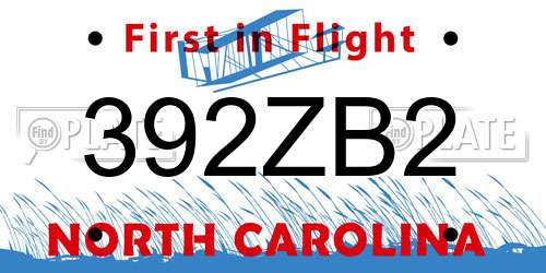 392ZB2 North Carolina License Plate