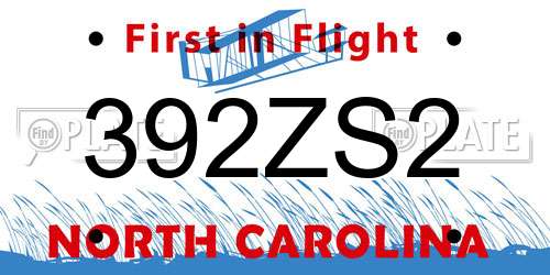 392ZS2 North Carolina License Plate