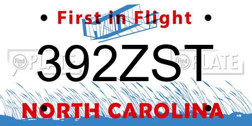 392ZST North Carolina License Plate