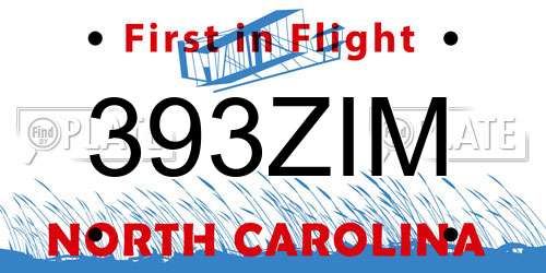 393ZIM North Carolina License Plate