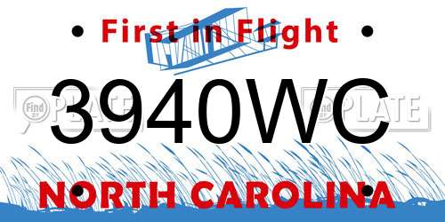 3940WC North Carolina License Plate