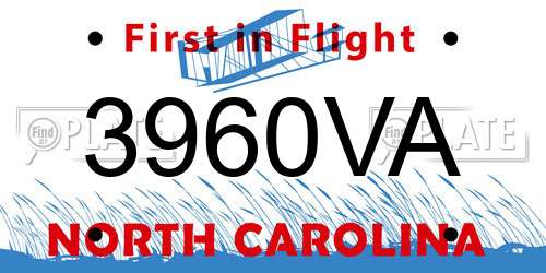 3960VA North Carolina License Plate