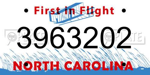 3963202 North Carolina License Plate