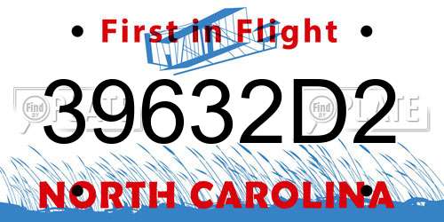 39632D2 North Carolina License Plate