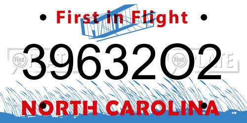 39632O2 North Carolina License Plate