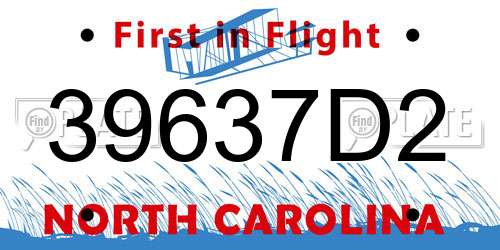 39637D2 North Carolina License Plate