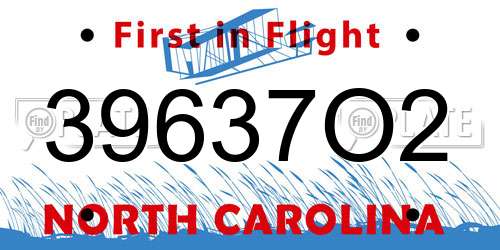 39637O2 North Carolina License Plate